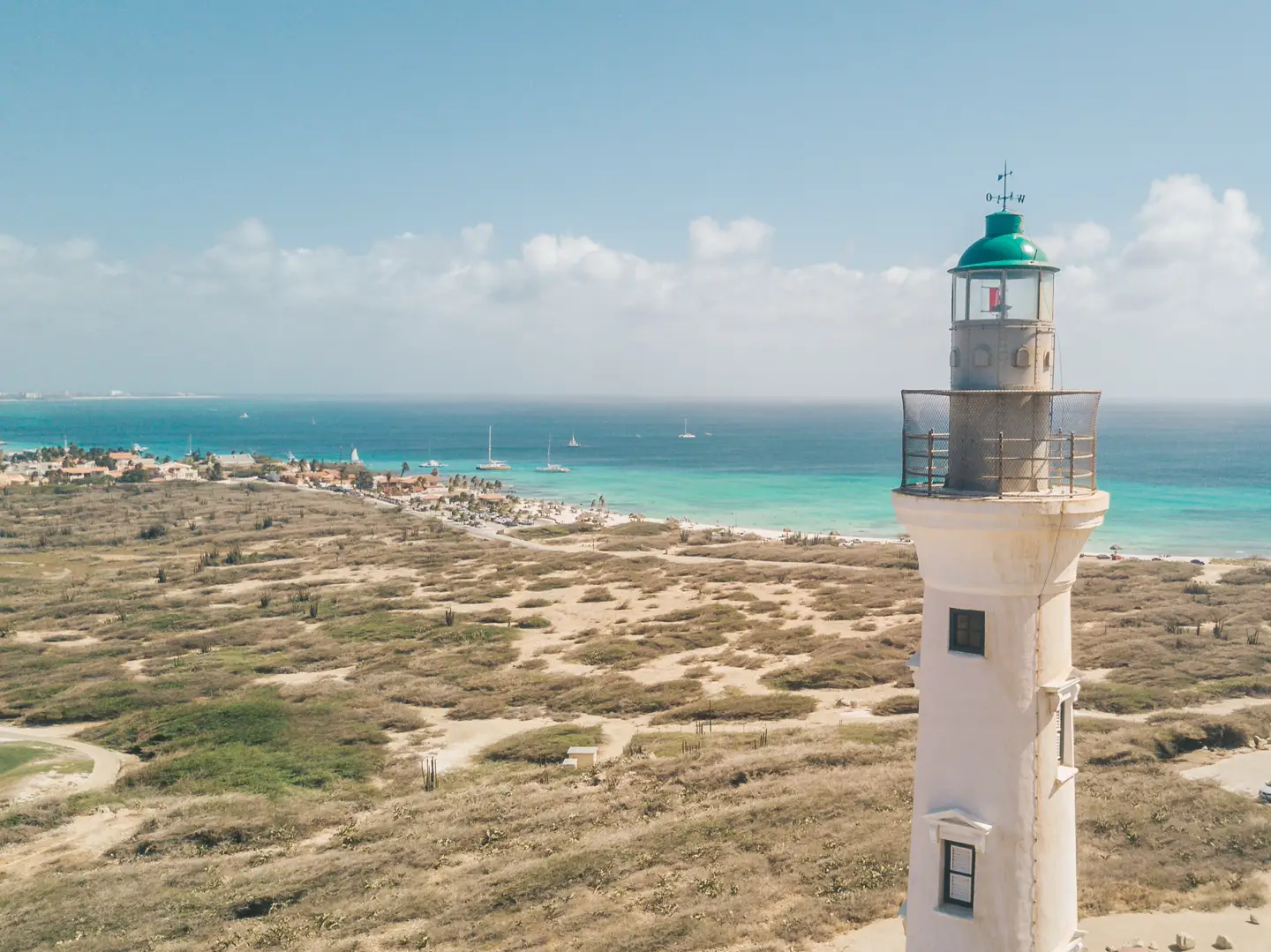 California Lighthouse on the north coast of Aruba, seen from the air