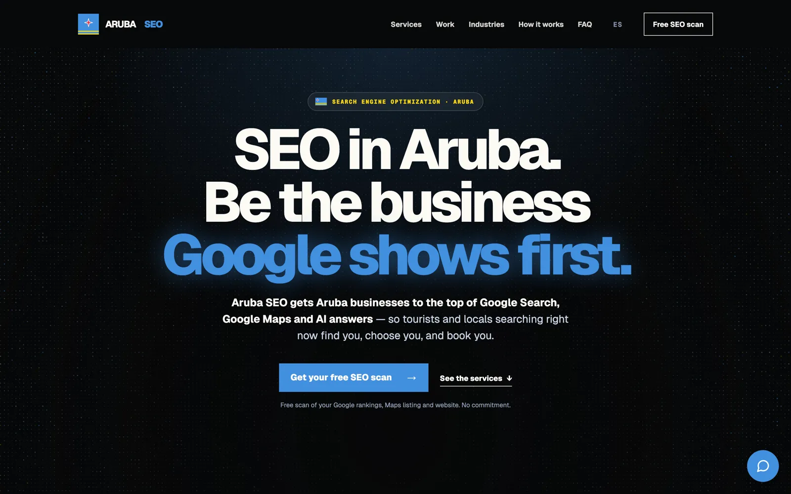 Aruba SEO website on a desktop screen