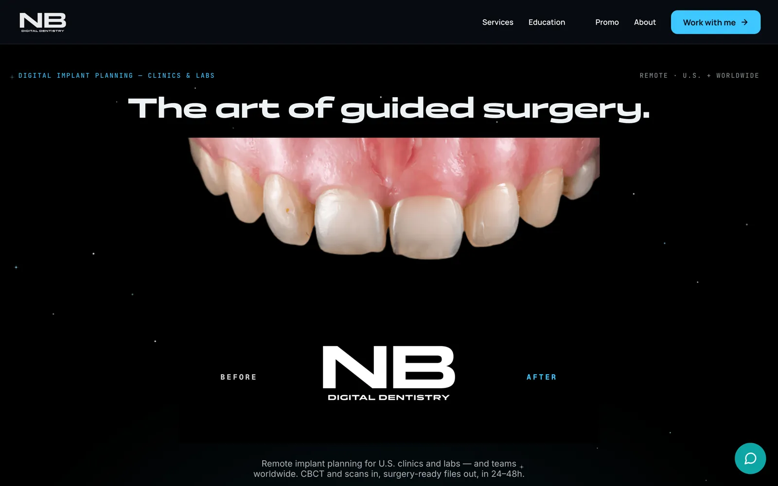 NB Digital Dentistry website on a desktop screen